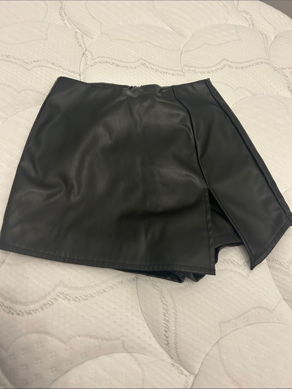 Windsor Black Faux Leather Skort with Side Slit